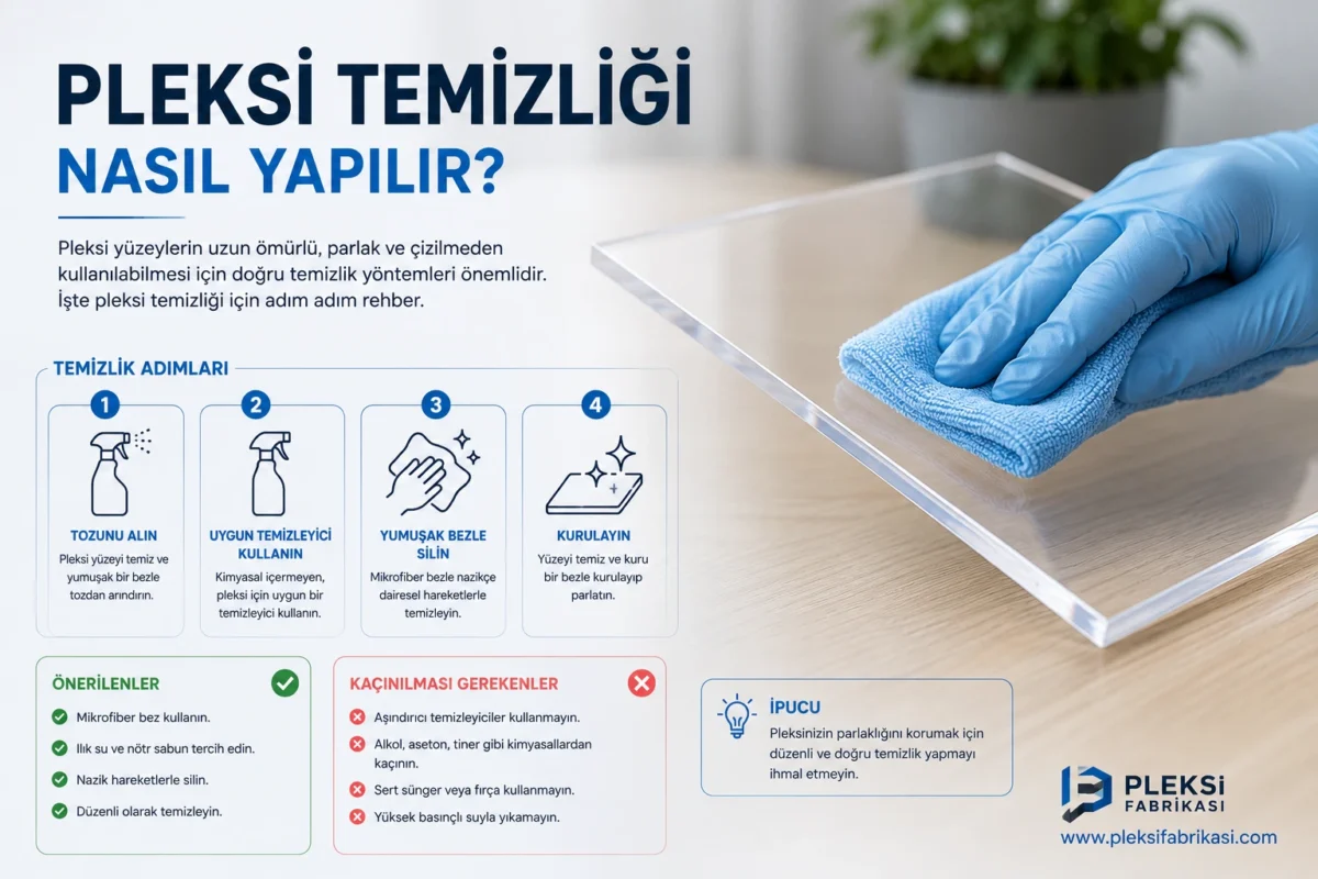 Pleksi Fabrikası | Pleksi Temizliği Nasıl Yapılır? Akrilik Yüzeyleri Çizmeden Temizleme ve Bakım Rehberi- 28/08/2026 Pleksi Fabrikası | Pleksi Temizliği Nasıl Yapılır? Akrilik Yüzeyleri Çizmeden Temizleme ve Bakım Rehberi- 28/08/2026