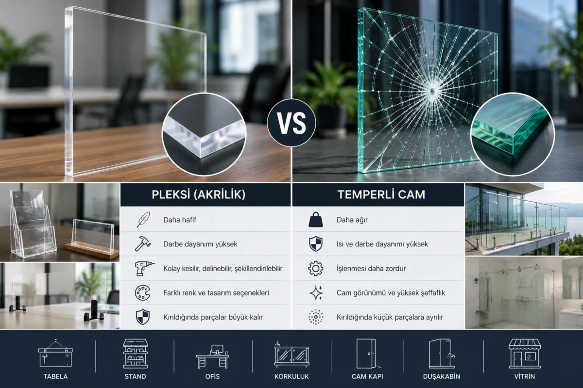 Pleksi Fabrikası | Pleksi Cam mı Temperli Cam mı? Kullanım Alanlarına Göre Kapsamlı Karşılaştırma- 07/08/2026 Pleksi Fabrikası | Pleksi Cam mı Temperli Cam mı? Kullanım Alanlarına Göre Kapsamlı Karşılaştırma- 07/08/2026